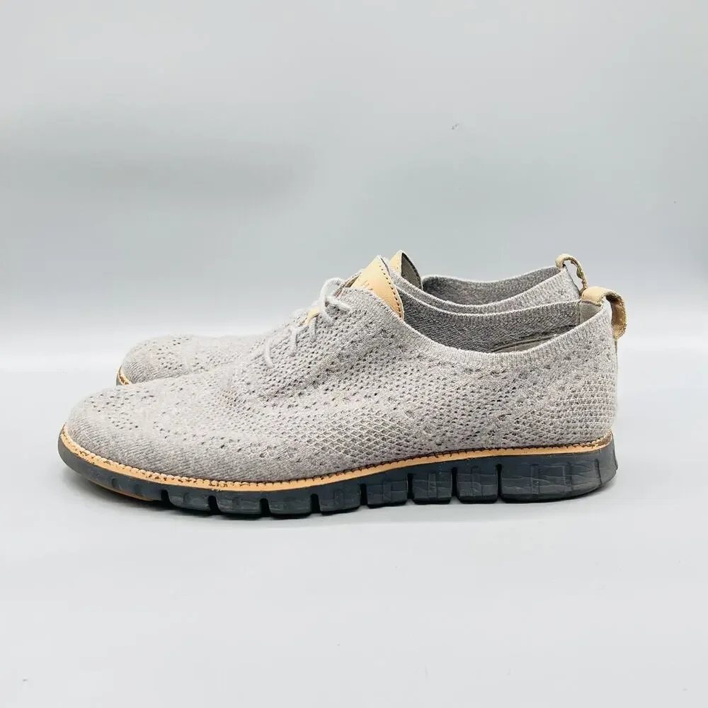 Cole Haan Shoes Mens 12 Gray Knit Grand OS Wingtip Casual Sneakers Comfort